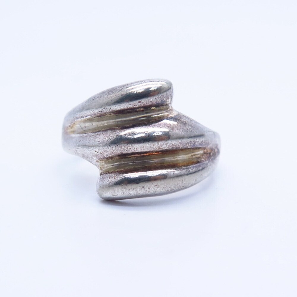 925 Sterling Silver Vintage Ribbed Ring Size 9 1/4 - Picture 3 of 7